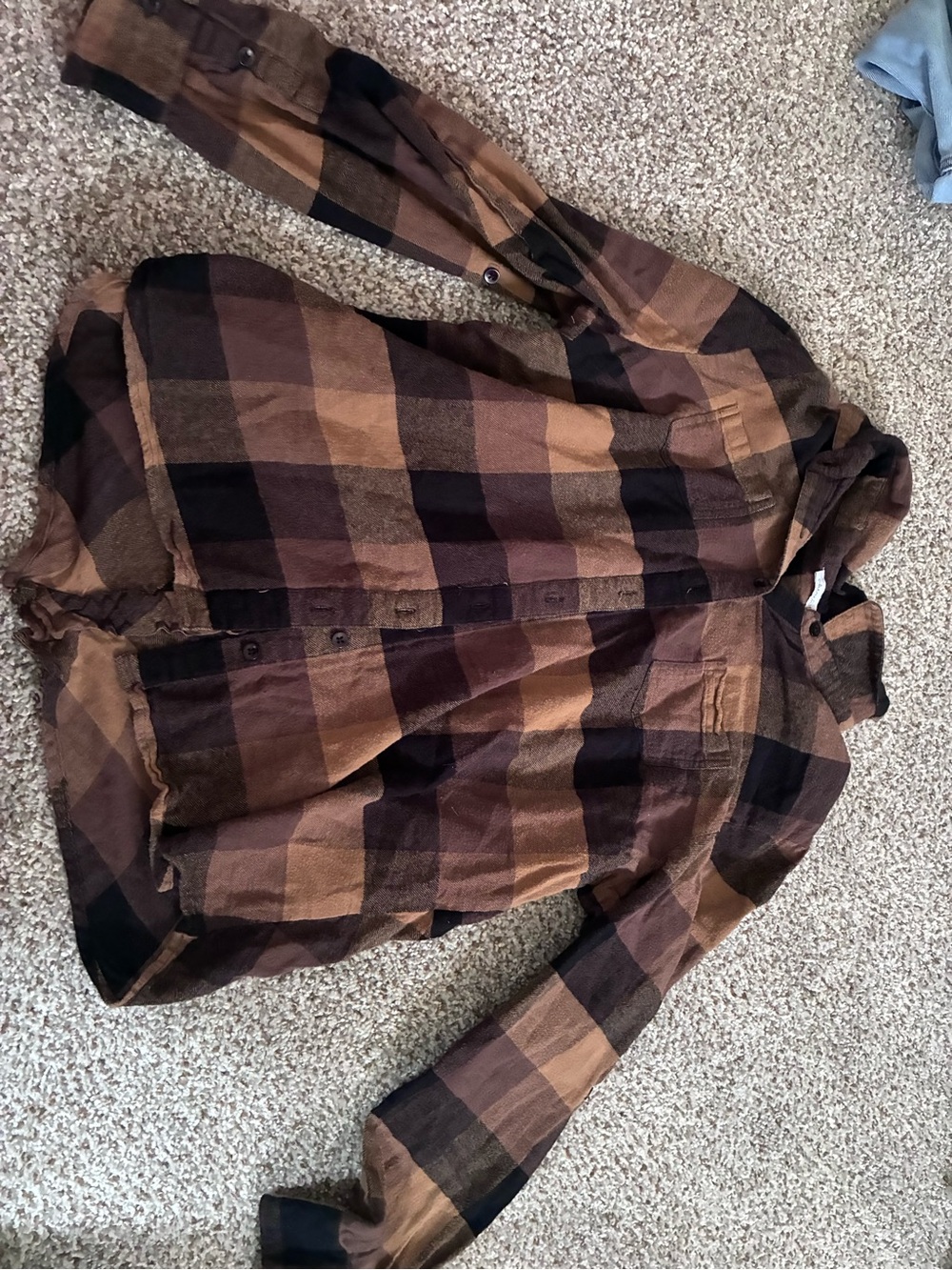 Plaid Button-Up Shirt Jacket in Brown and Black